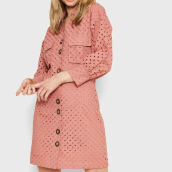 NATIVE YOUTH Puff Sleeve Printed Shirt Dress Small - Picture 1 of 8